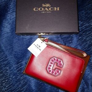COACH crimson wristlet wallet NWT